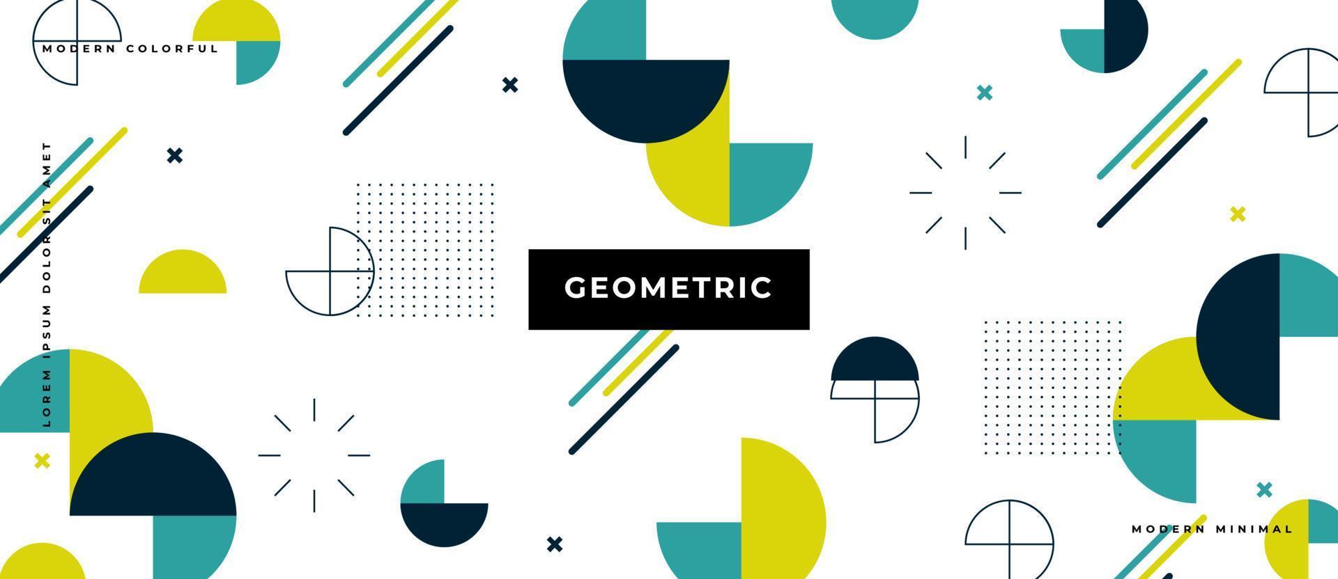 Fondo geométrico de Memphis con formas abstractas. patrón gráfico, textura para póster, tarjeta, portadas de redes sociales. patrón de memphis abstracto funky. banner de geometría en estilo retro. vector