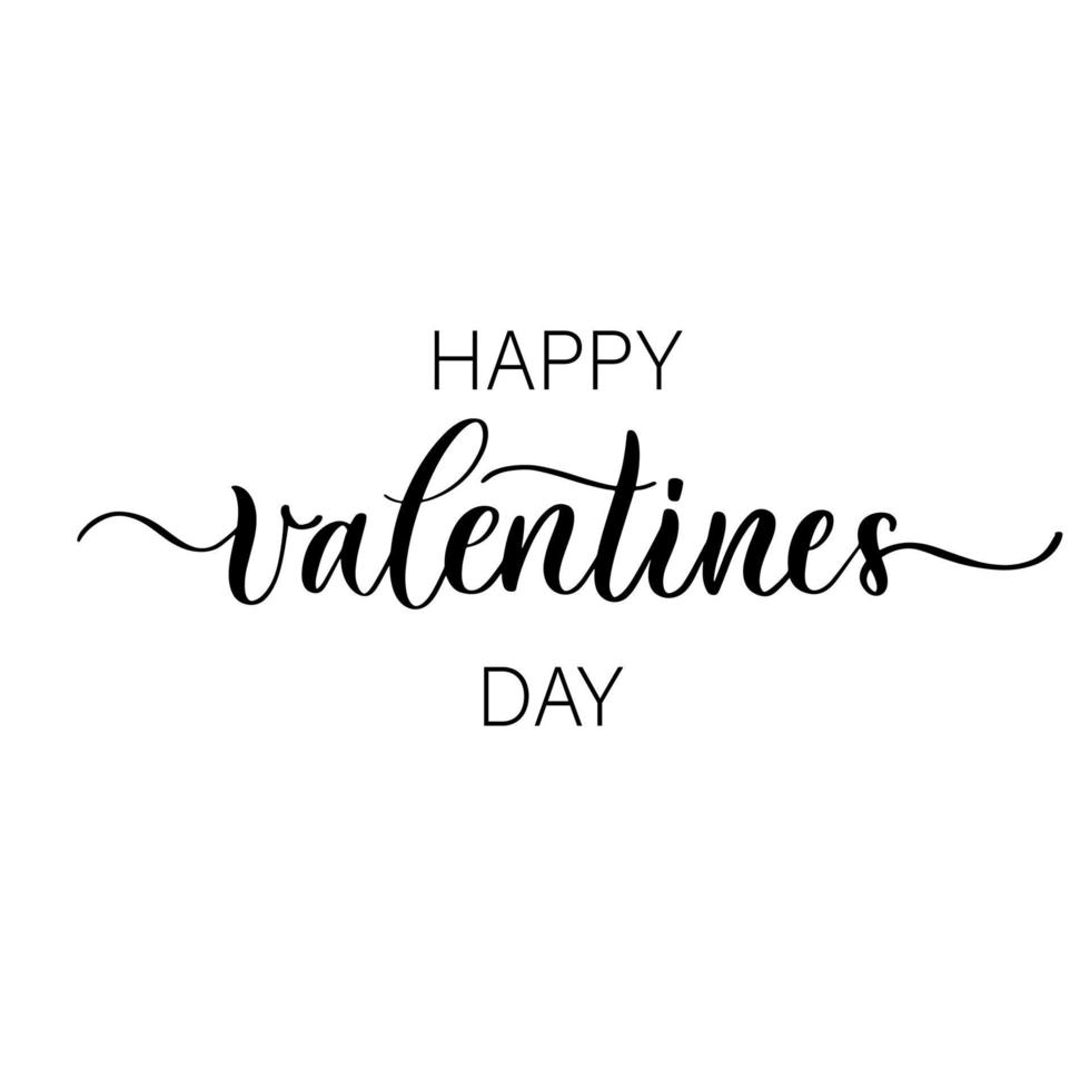 Happy Valentine's Day - handwritten inscription isolated on white background. vector