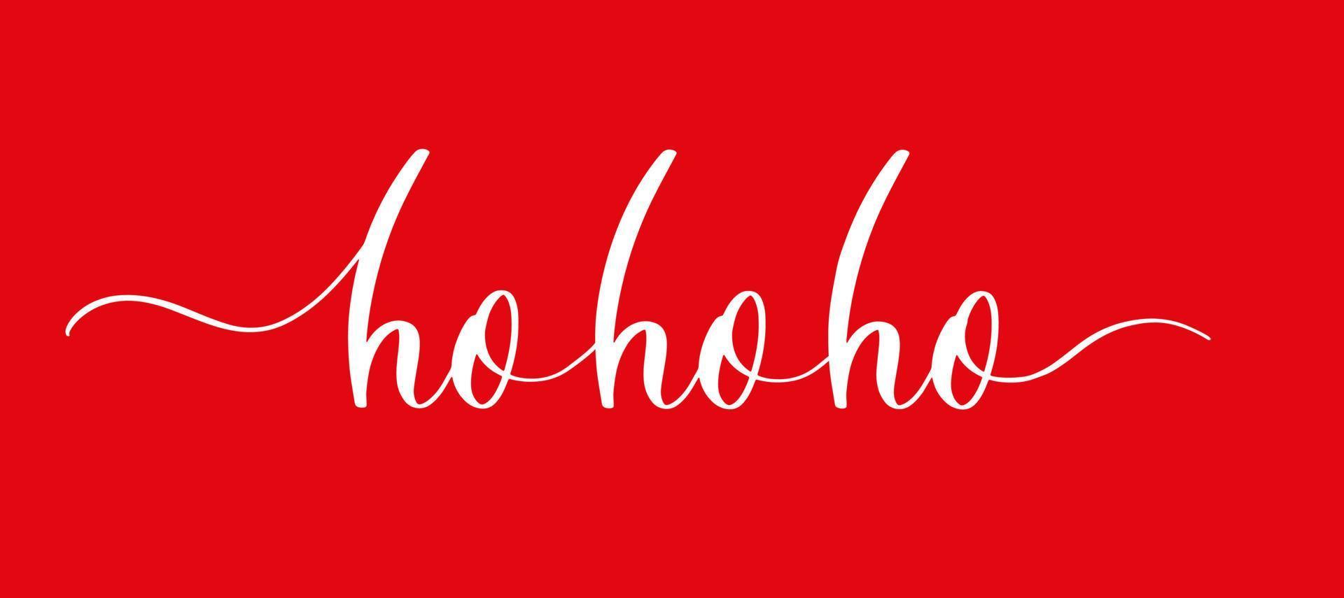 Ho ho ho - handwritten white text on red background. vector