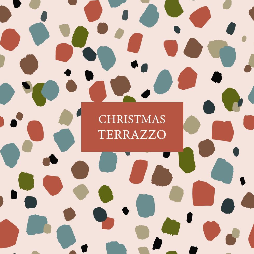 Christmas terrazzo background abstract vector seamless pattern.