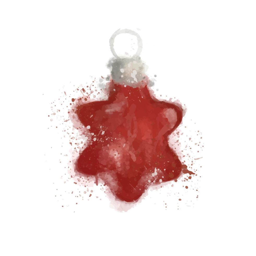 Watercolor toy on a Christmas tree star. vector