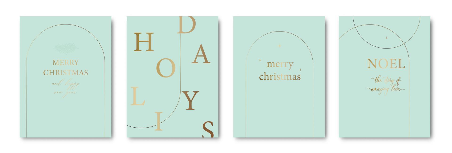 conjunto de elegantes tarjetas de feliz navidad y año nuevo con corona de pino, muérdago, plantas de invierno, ilustración de diseño para saludos, invitaciones, volantes, folletos, portadas. vector