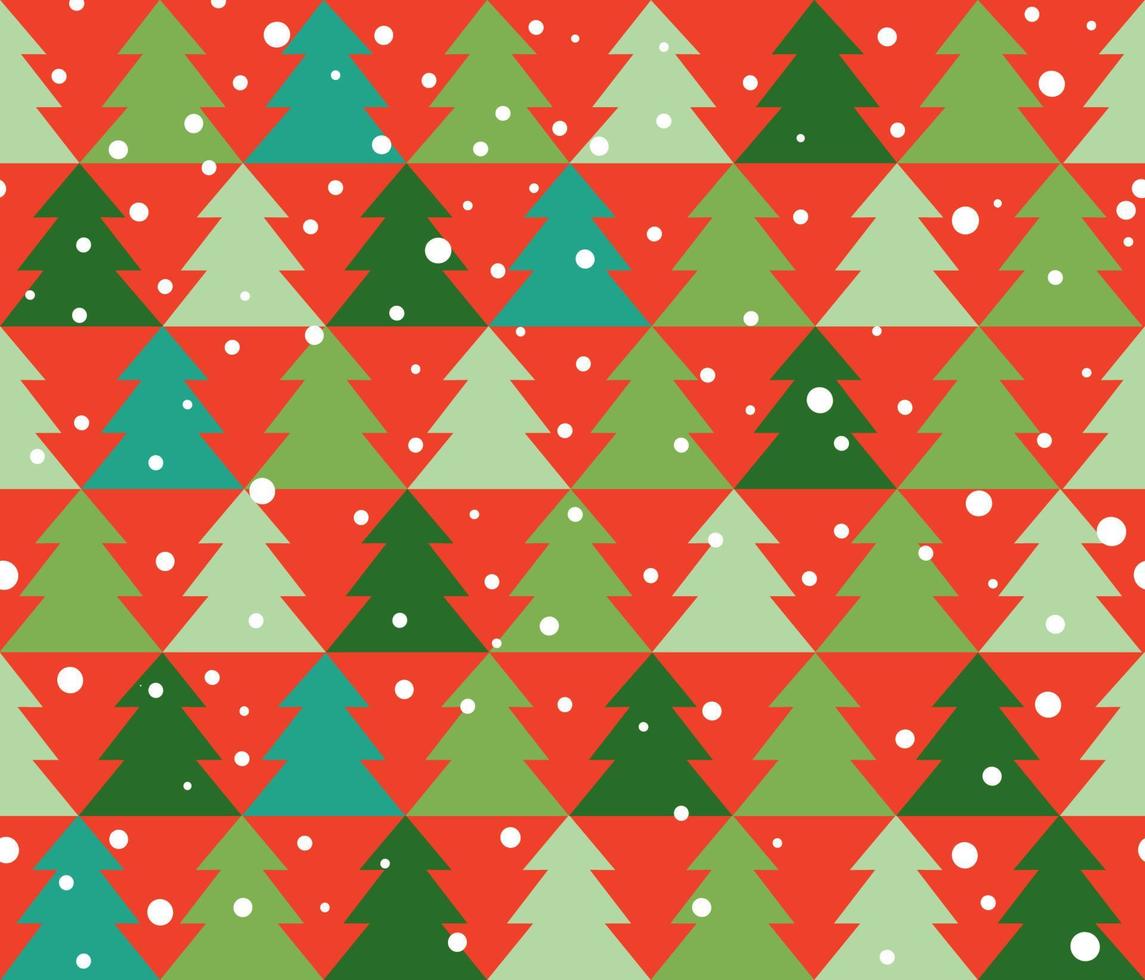 Christmas Icon Seamless Pattern with New Year Tree. Happy Winter Holiday Wallpaper with Nature Snowv Decor elements. Christmas Fir Tree geometrical tiled background design vector