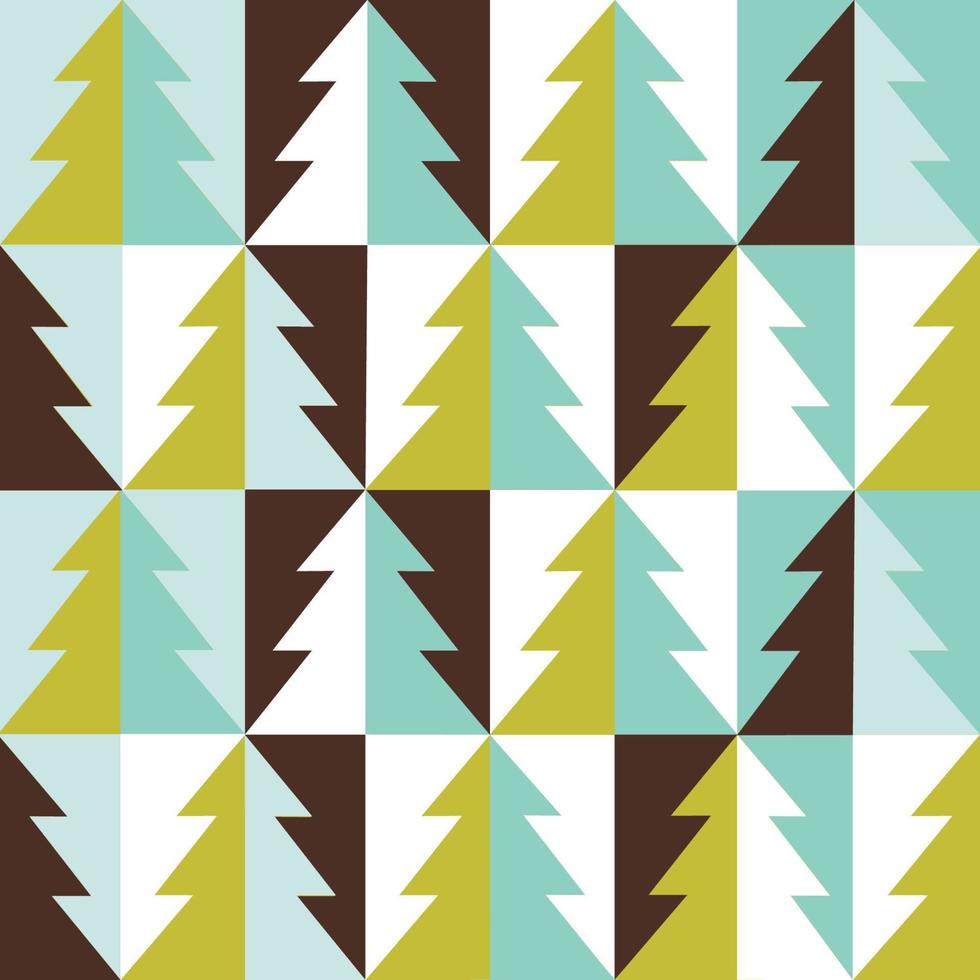 patrón transparente de icono de Navidad con árbol de año nuevo. Fondo de pantalla de vacaciones de invierno feliz con elementos de decoración de la naturaleza. diseño de fondo de mosaico geométrico de rama de abeto vector