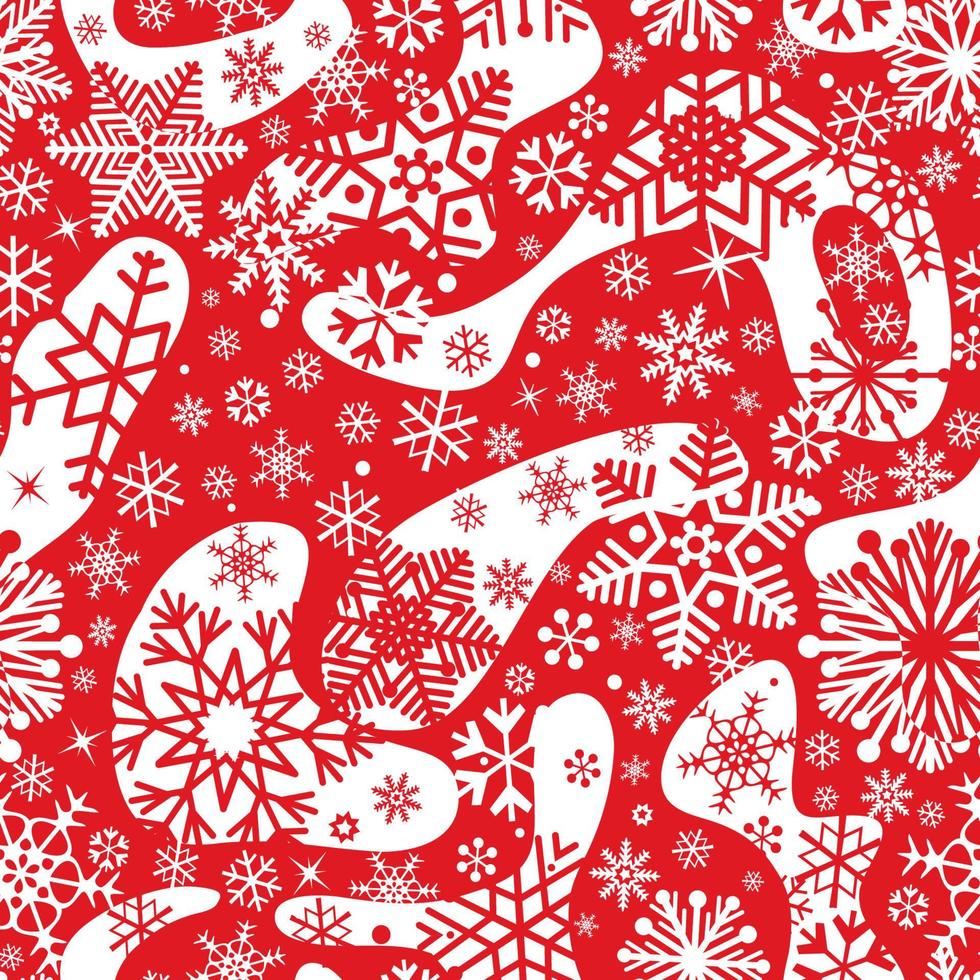 Snow seamless pattern. Abstract floral winter pattern with dots and snowflakes. Seasonal drawn texture. Winter holiday backdrop. Artistic stylish tiled background from Christmas collection. vector