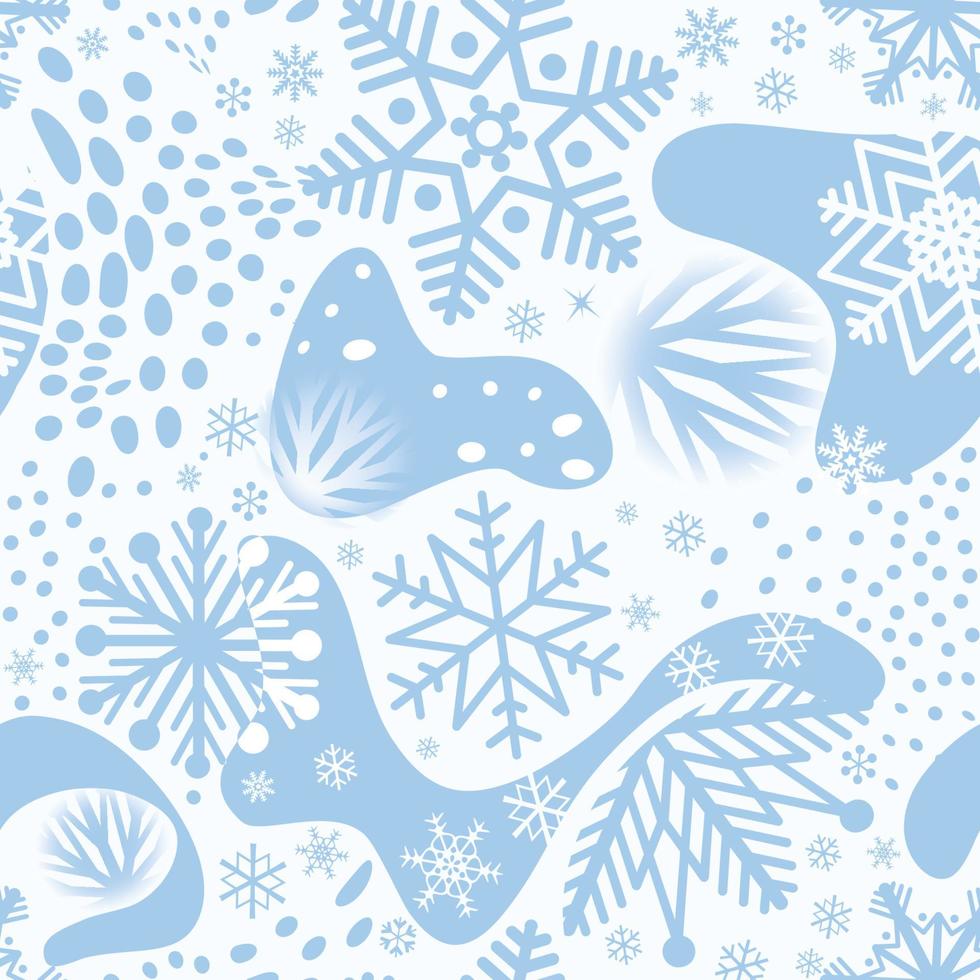 Snow seamless pattern. Artistic winter background with dots and snowflakes. Seasonal drawn texture. Winter holiday backdrop. Christmas collection. vector