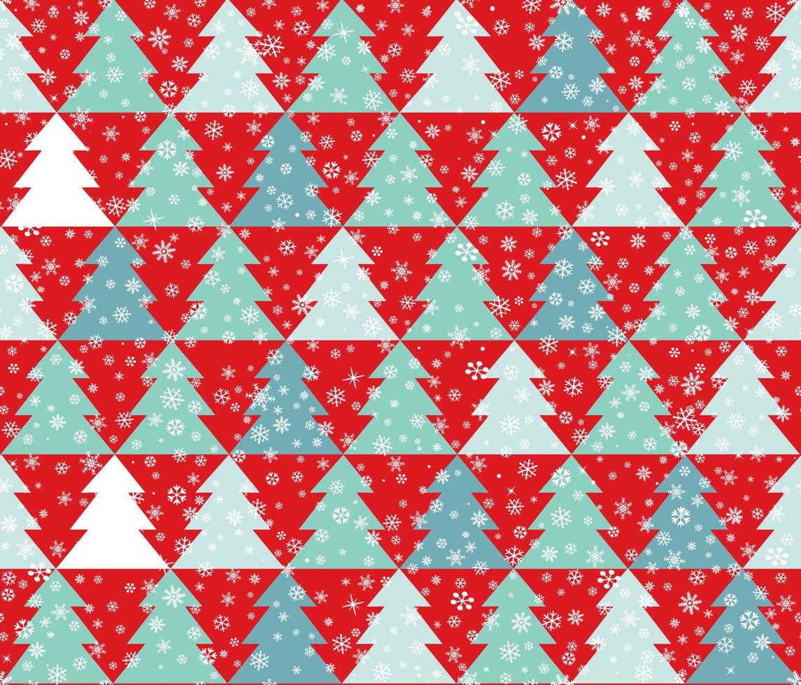 Christmas Icon Seamless Pattern with New Year Tree. Happy Winter Holiday Wallpaper with Nature Snowv Decor elements. Christmas Fir Tree geometrical tiled background design vector