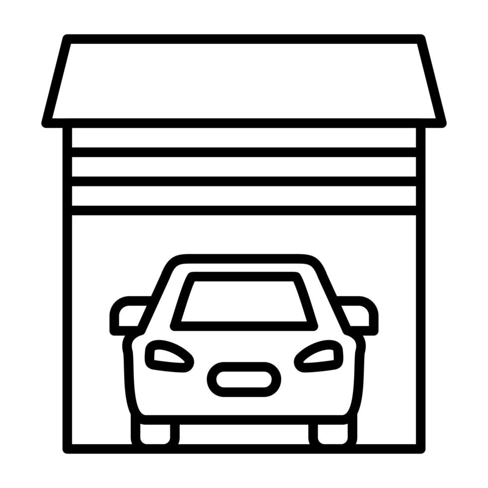 icono de línea de garaje de coche vector