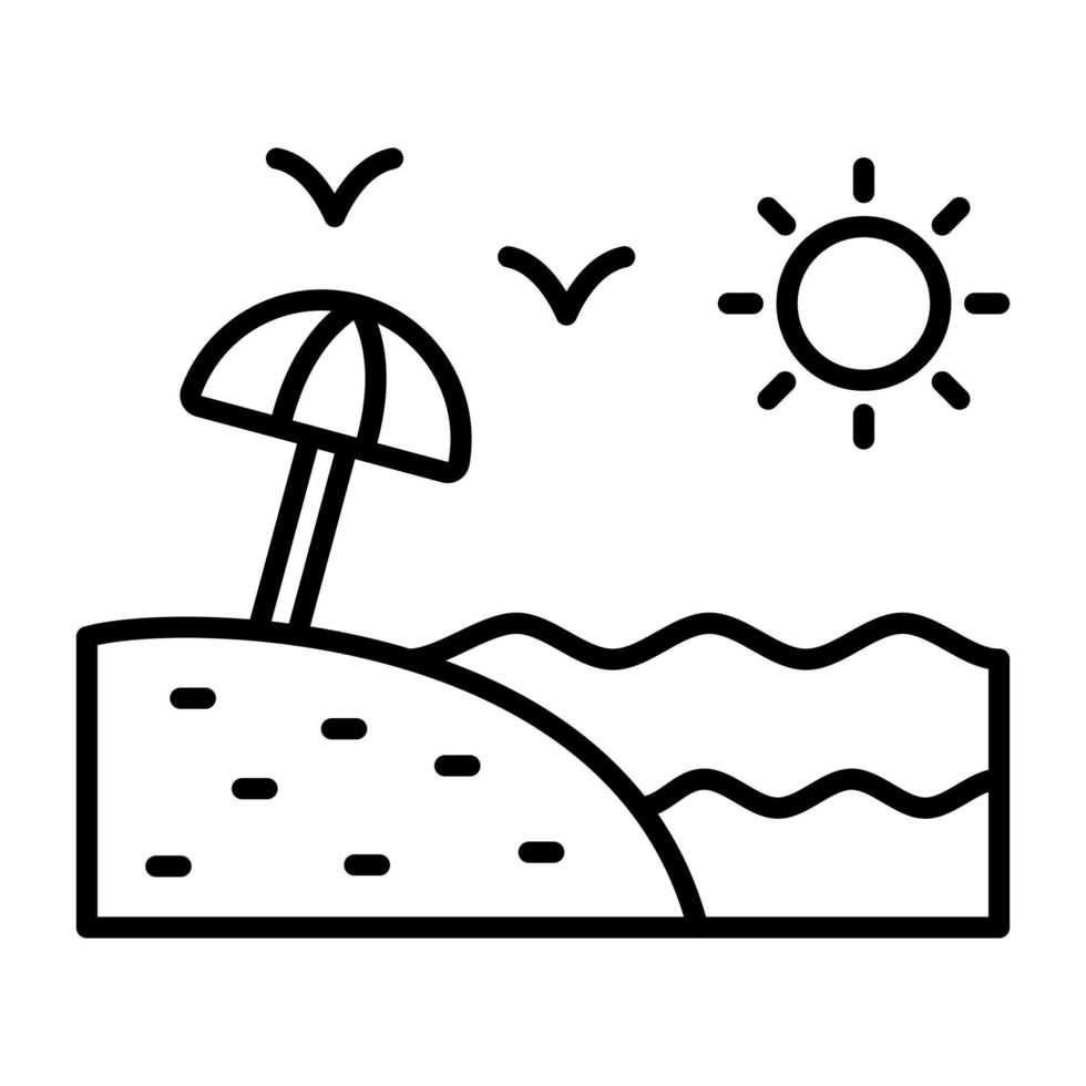 icono de línea de playa vector