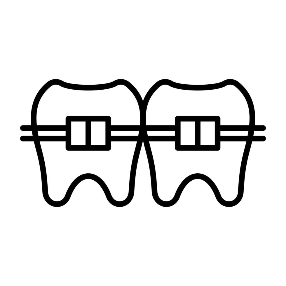 Tooth Braces Line Icon vector