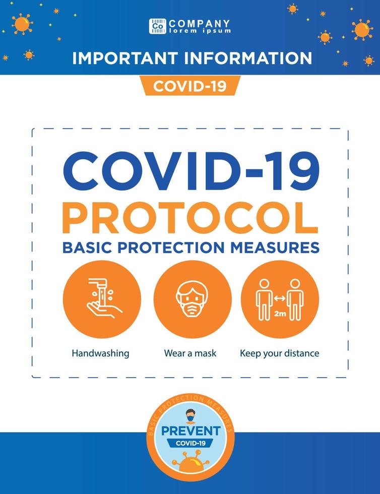 COVID-19. carteles con medidas anti covid-19. protocolos y normativas. medidas básicas de protección del covid. control de temperatura, renovación de aire y zona libre de virus. cartel y pancartas covid-19 vector