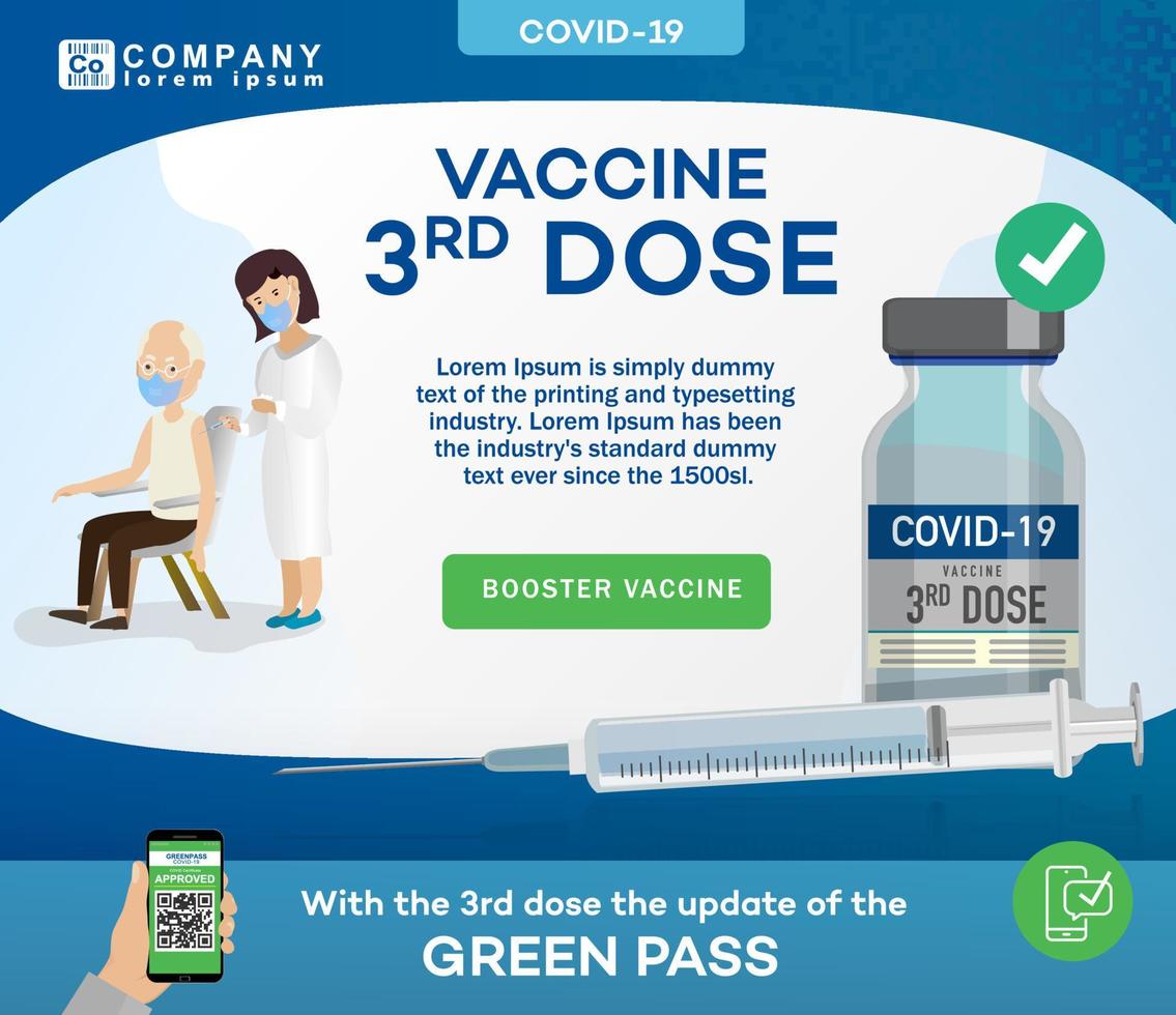 COVID 19 3RD DOSE OF THE BOOSTER VACCINE. GREEN PASS COVID-19 GREEN CERTIFICATE UPDATE. European Union Certificate. Certificate of public transport and entry to places. Certificate APPROVED. vector