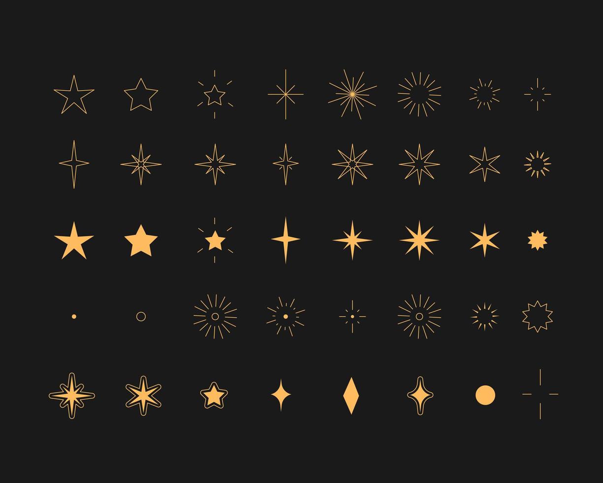 Star silhouette set, Night sky space celestial galaxy and astrology theme vector