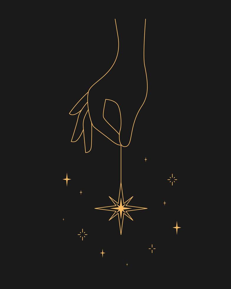 Magic esoteric astrology outline hand hold star tattoo design. Vector  illustration 4571942 Vector Art at Vecteezy