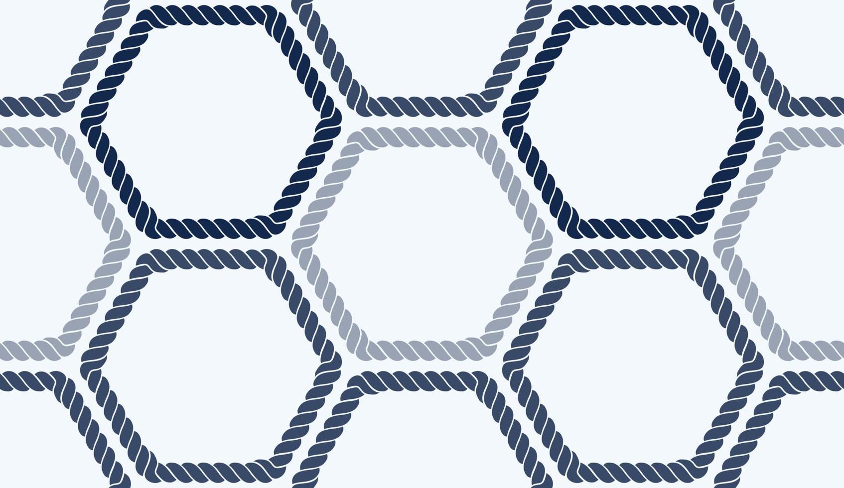 Seamless nautical rope pattern. Endless navy illustration with colorful loop ornament. Decorative geometric lines on dark blue backdrop. Trendy nautic maritime style. For fabric, wallpaper, wrapping vector