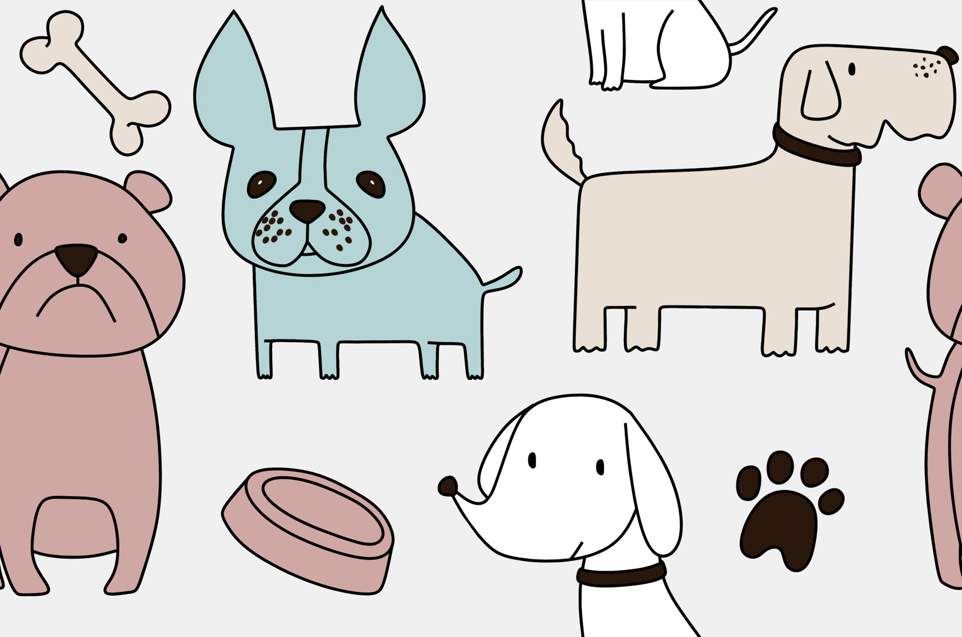 seamless pattern with hand drawn dogs 4571990 Vector Art at Vecteezy