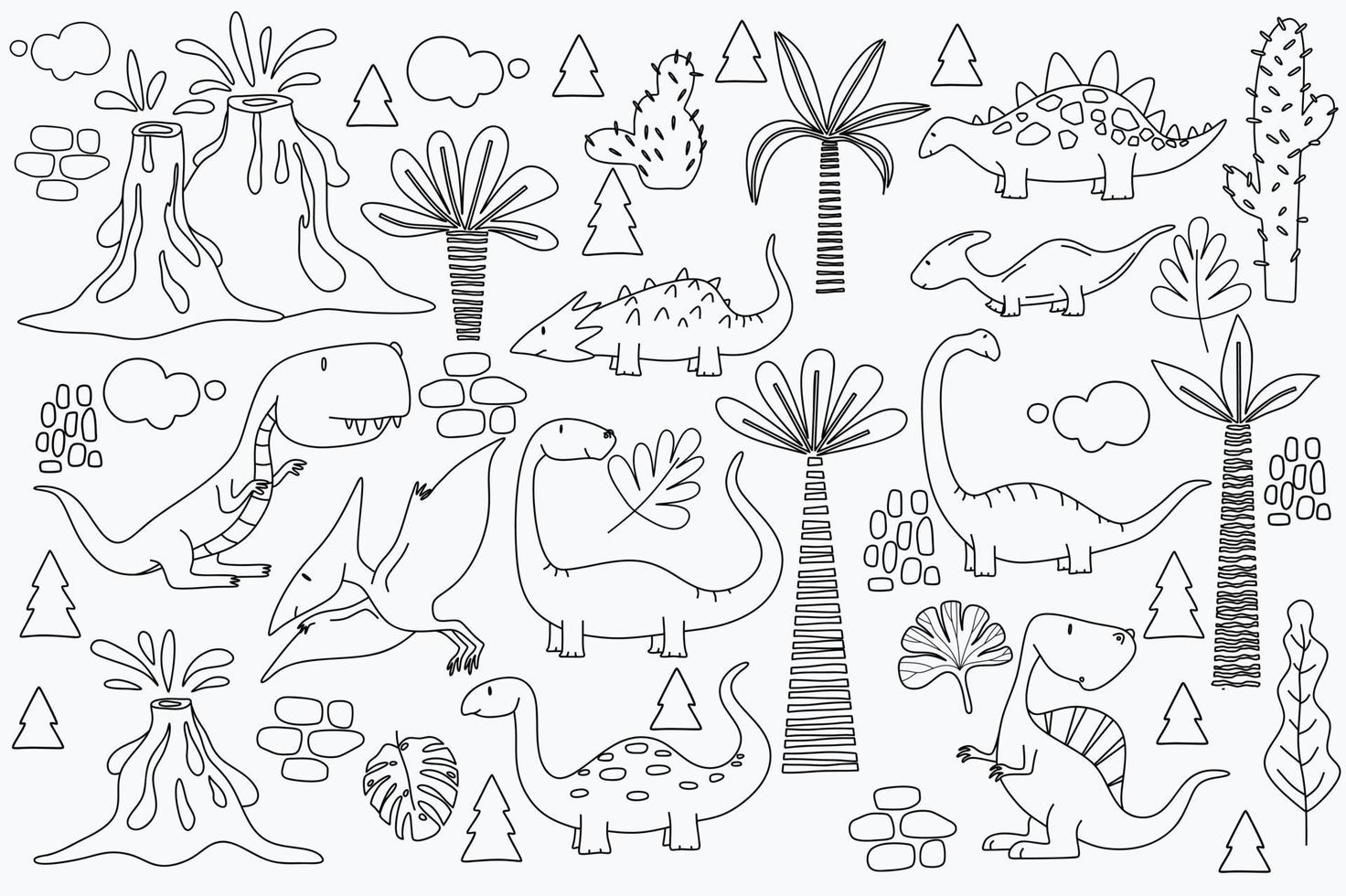 conjunto de diferentes dinosaurios vectoriales vector