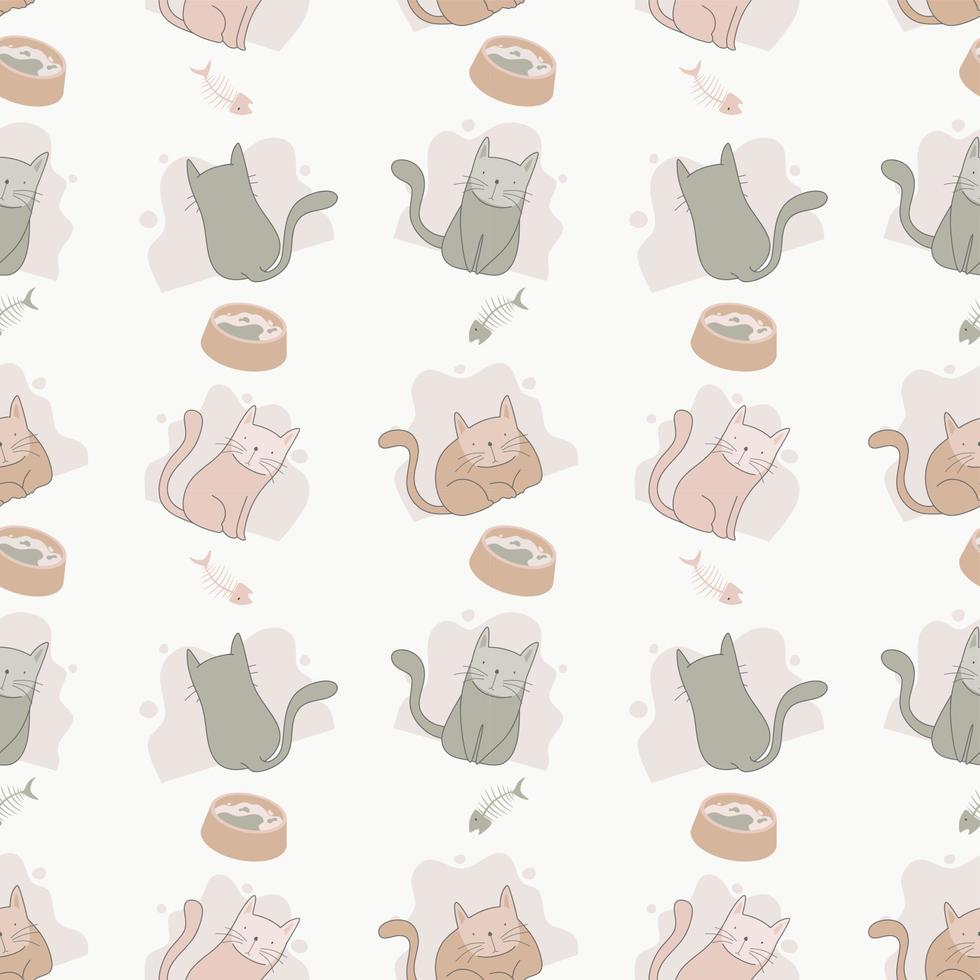 Seamless pattern with cute colorful Kittens. vector