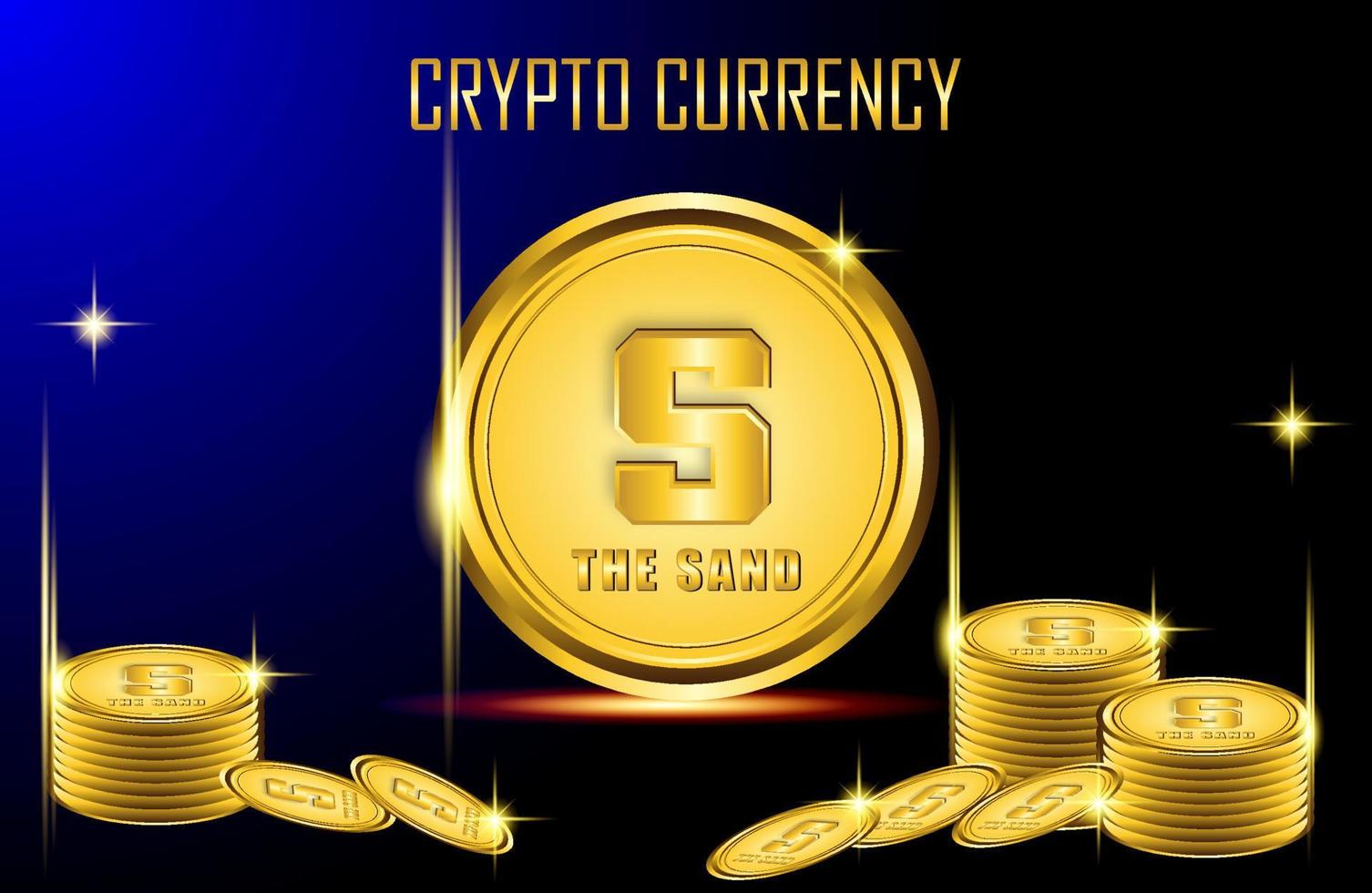 The Sandbox SAND trading banner. SAND coin cryptocurrency with glowing light background. vector