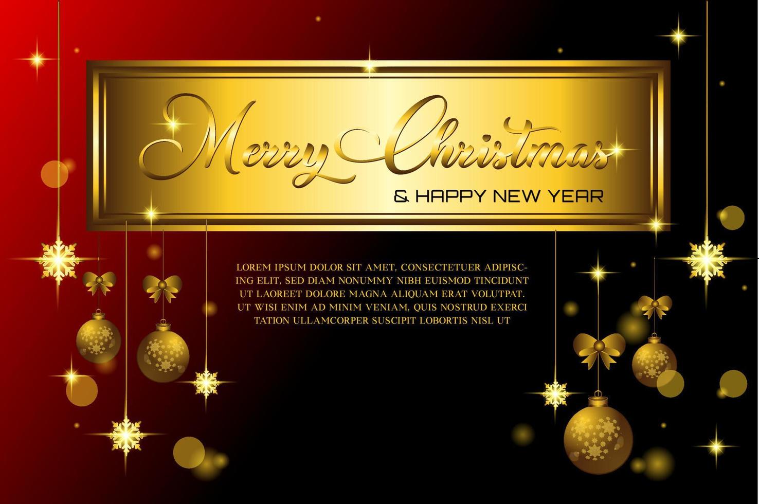 Christmas background with golden baubles vector