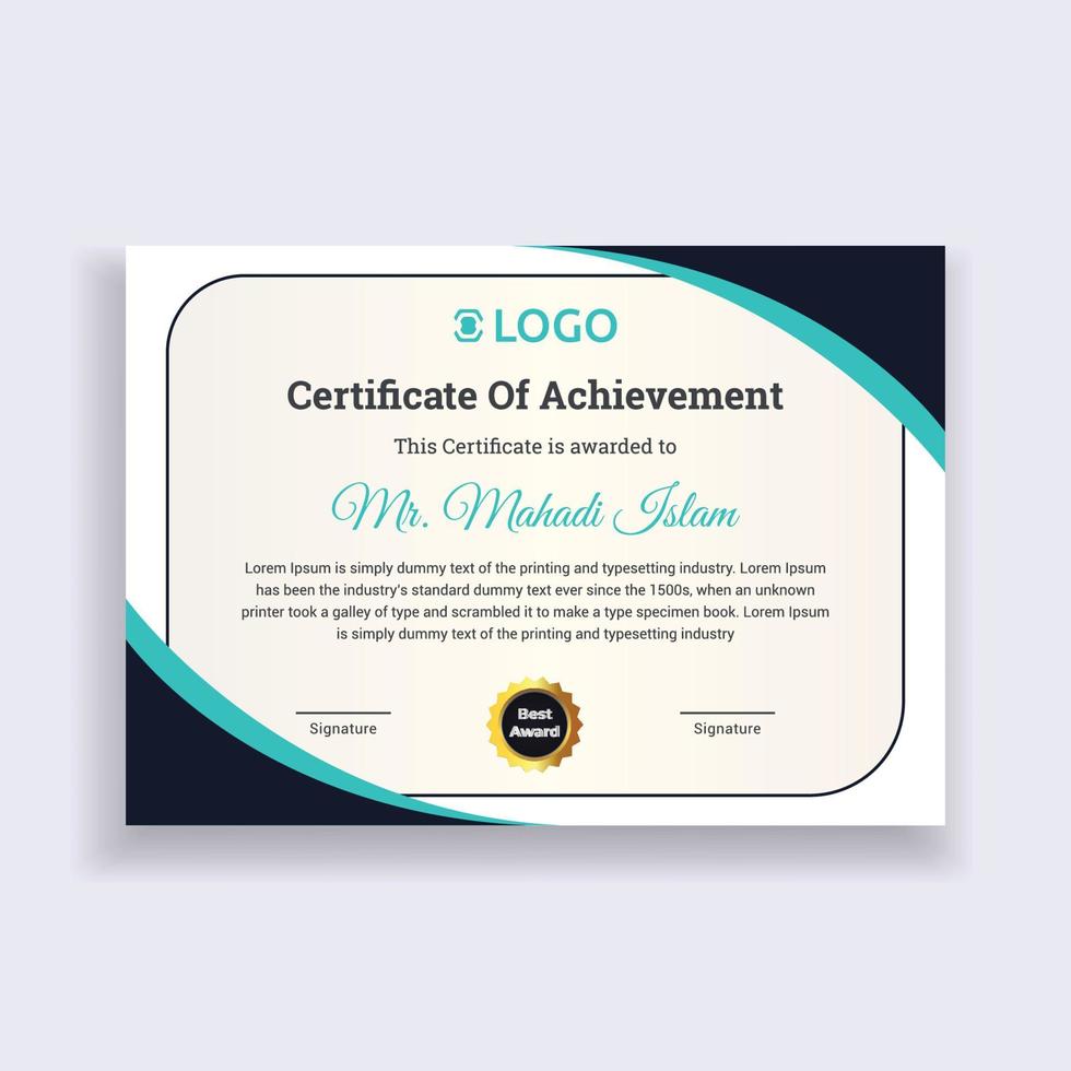 Modern Certificate Template Design. Creative Certificate of Appreciation Award Template Design. vector