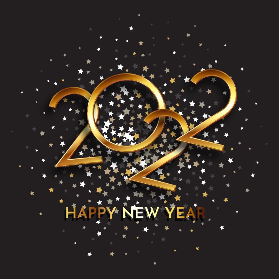 happy new year background with gold lettering vector