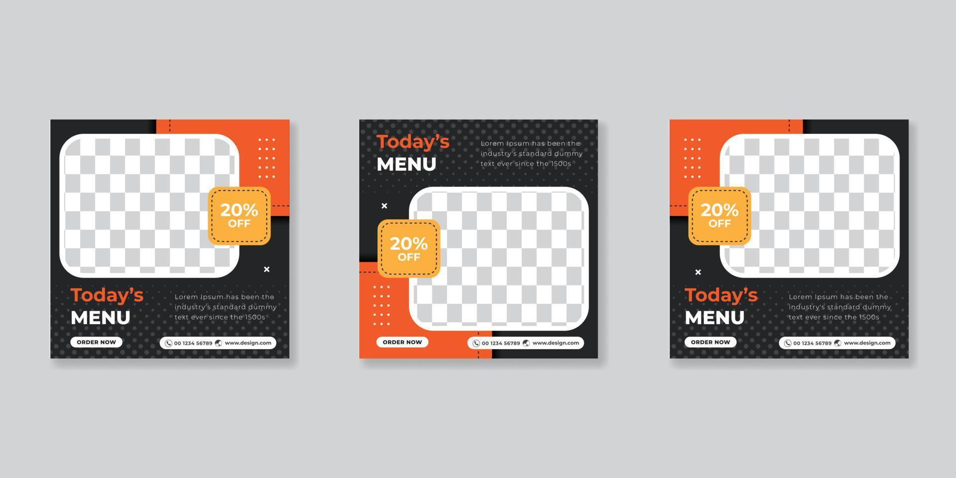 social media banner post template for food promotion simple banner frame vector