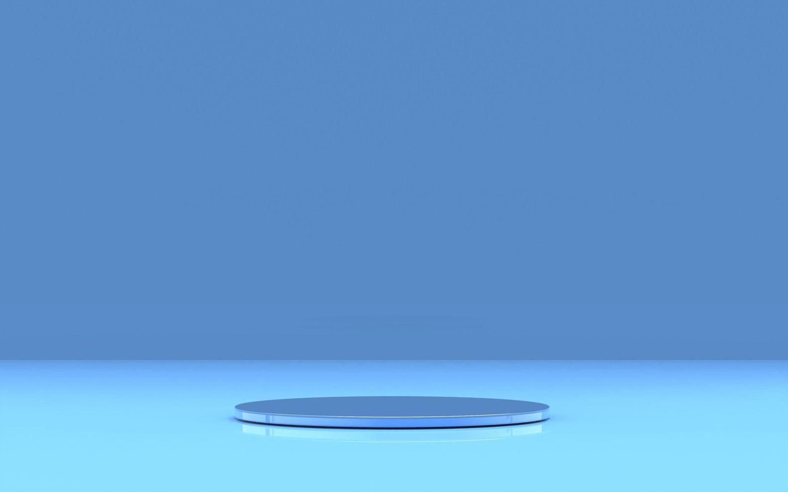 3d render podium background with blue metallic empty shiny for product advertising and mockup display photo