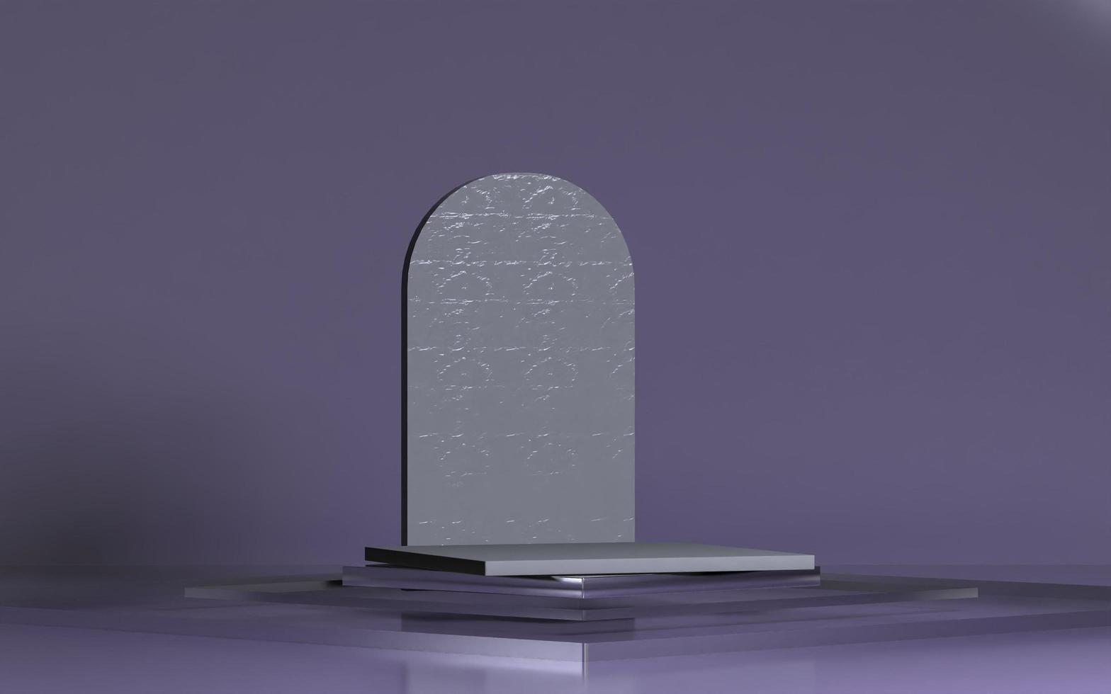 3d podium square purple background with standing stone minimalism for product advertising and display photo