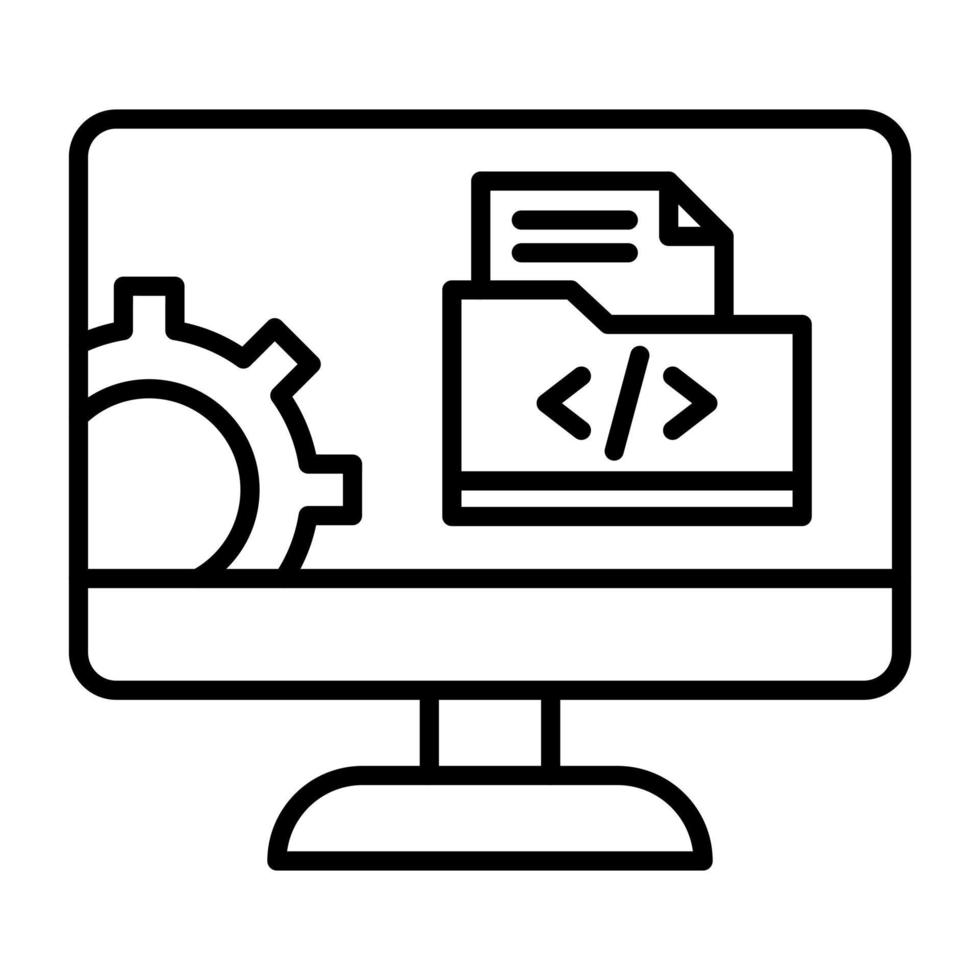 icono de línea de desarrollo web vector