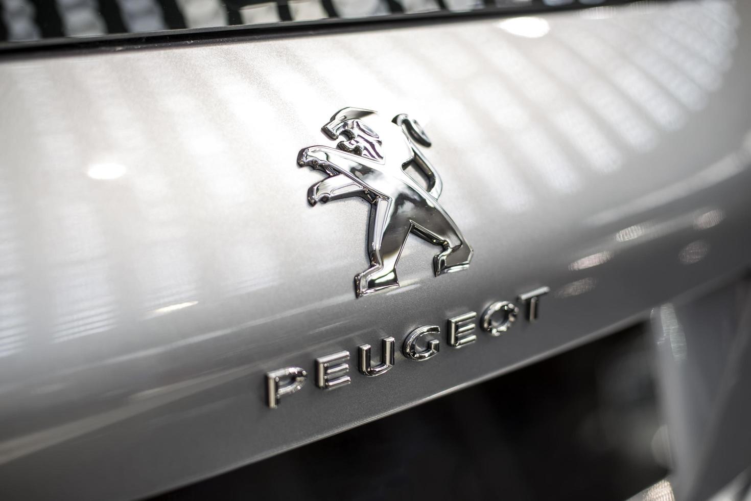 BELGRADE, SERBIA, MARCH 28, 2017 - Detail of the Peugeot car at Belgrade, Serbia. Peugeot as car manufacturer was founded at 1882. photo