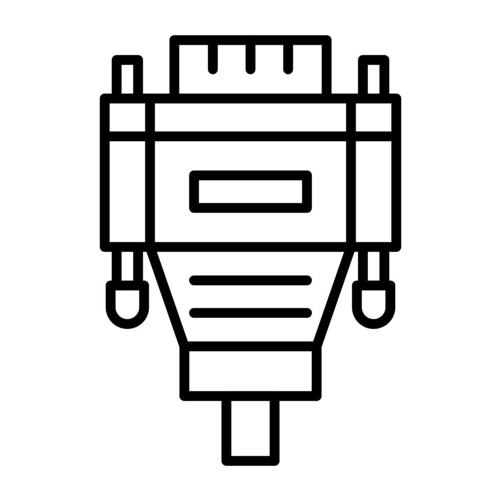 Vga Cable Line Icon vector