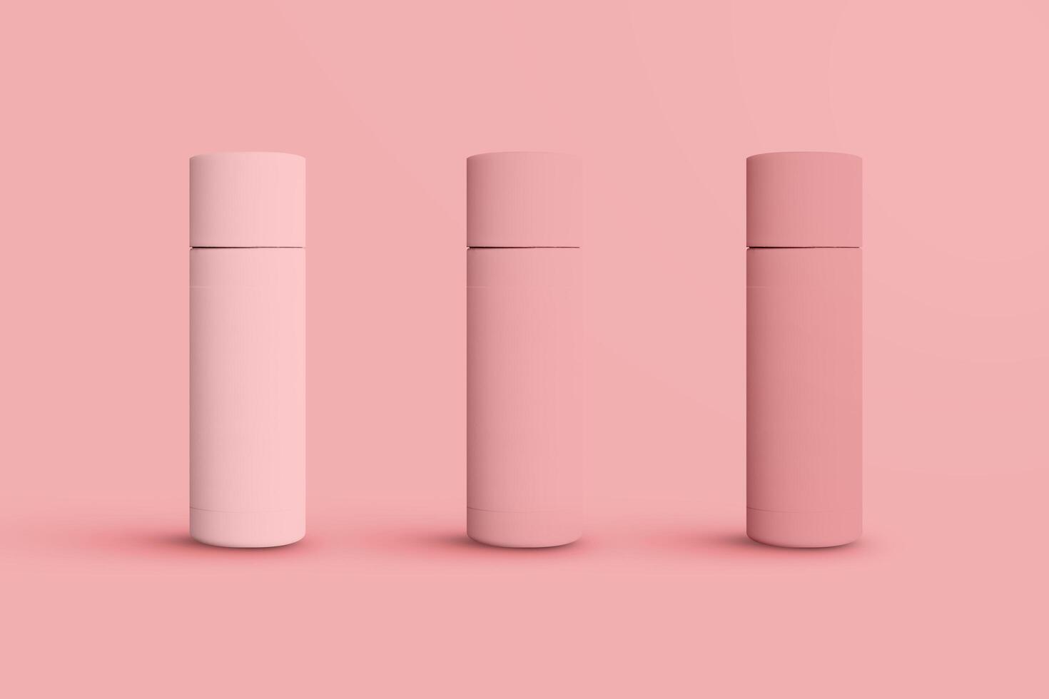 Botellas de cosméticos para el diseño de productos de belleza. embalaje rosa para maquetas. foto