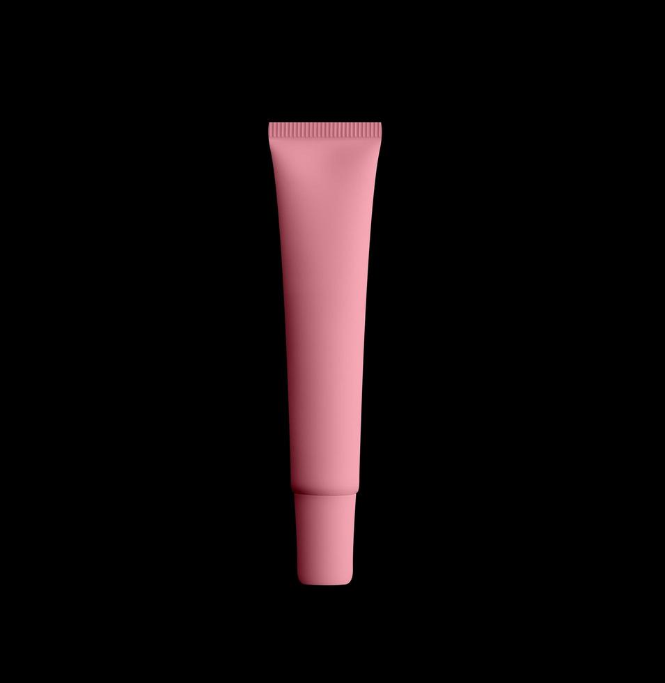 standing pink tube mockup isolated on black background. packaging mockup for business. can be used to apply design product packaging for promotions, campaigns, advertising, etc. photo