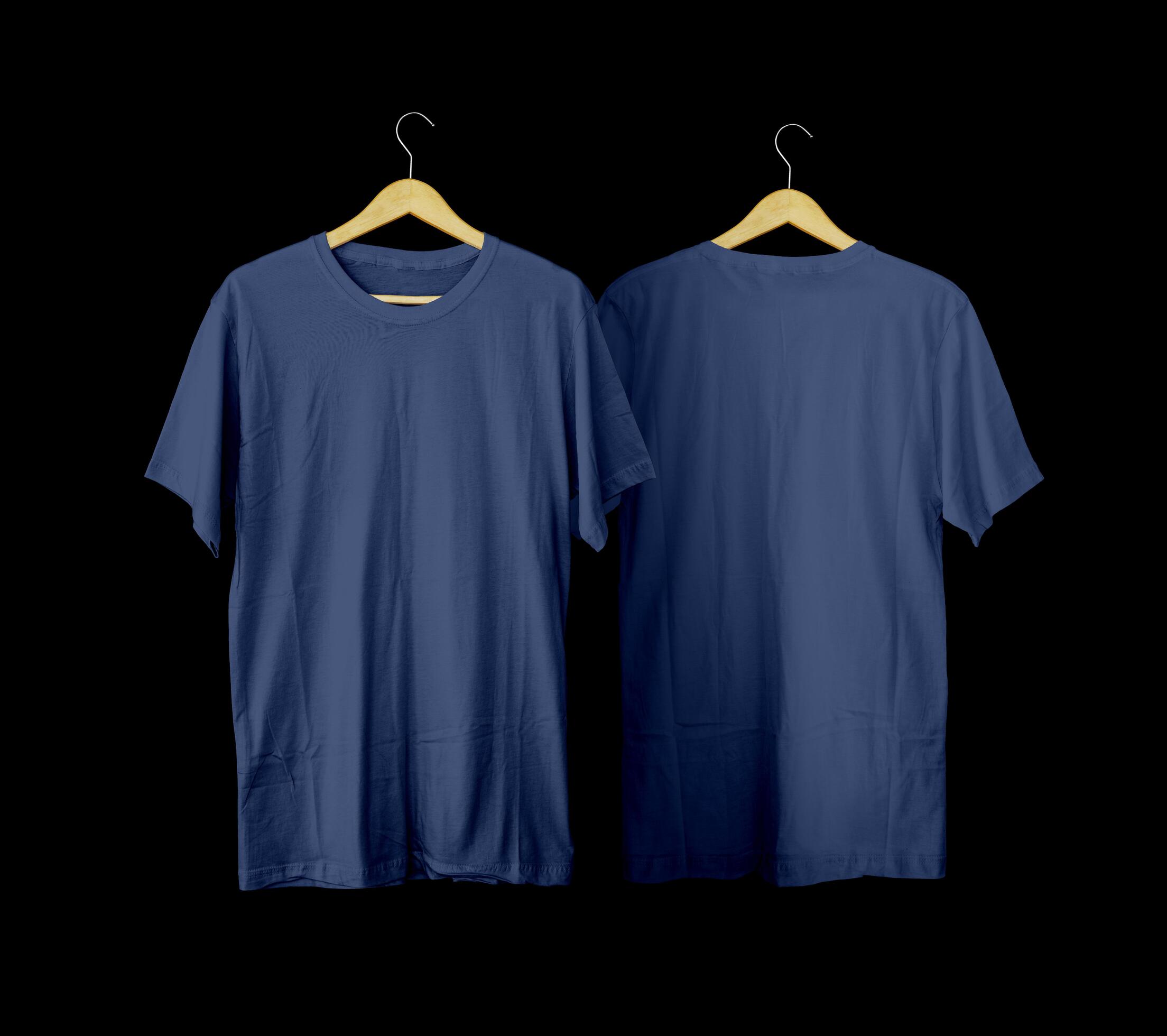 Short sleeved blue t shirts for mockups. plain t shirt with black