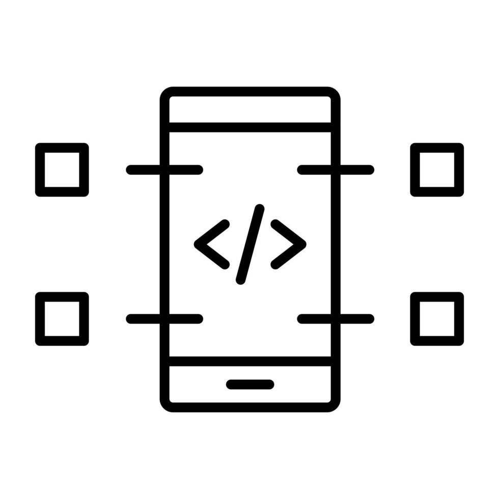 Mobile Coding Line Icon vector