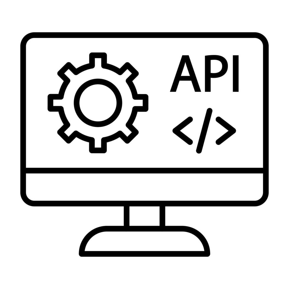 icono de línea de api web vector