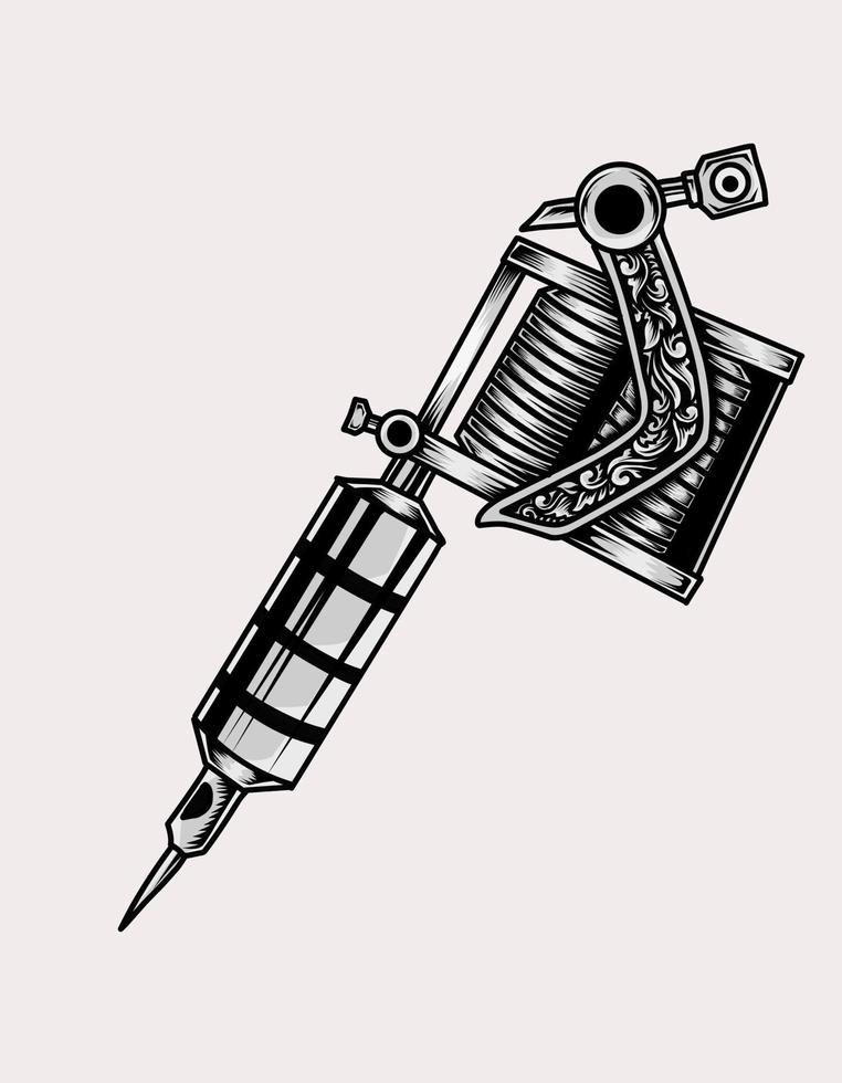 illustration vector vintage tattoo machine