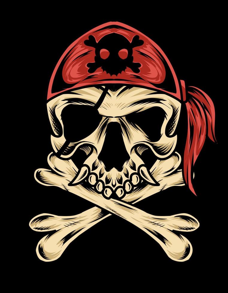 illustration vector pirate skull head