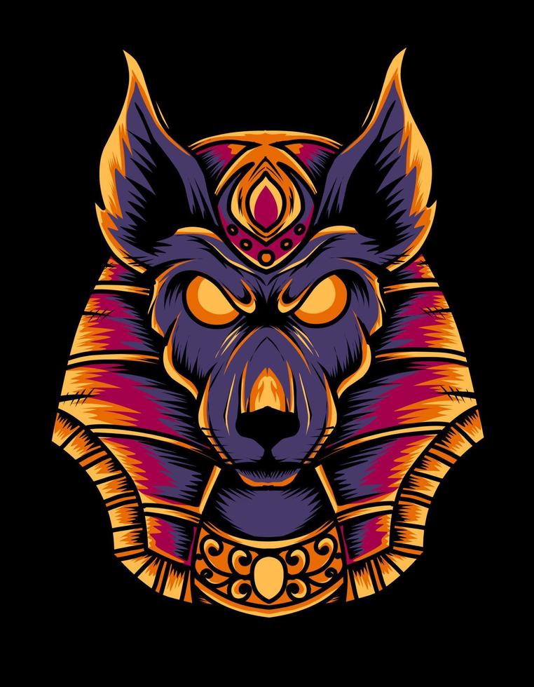 ilustración, vector, aislado, anubis, cabeza vector