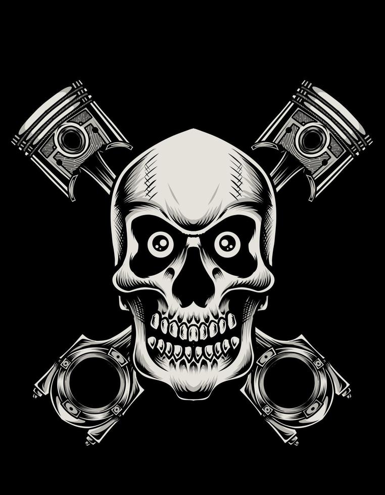 illustration vector skull piston machine