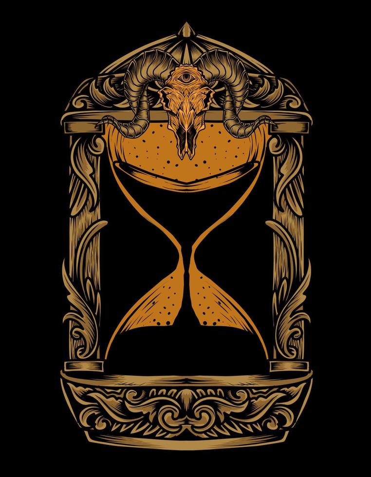 adorno de reloj de arena vintage vector ilustración