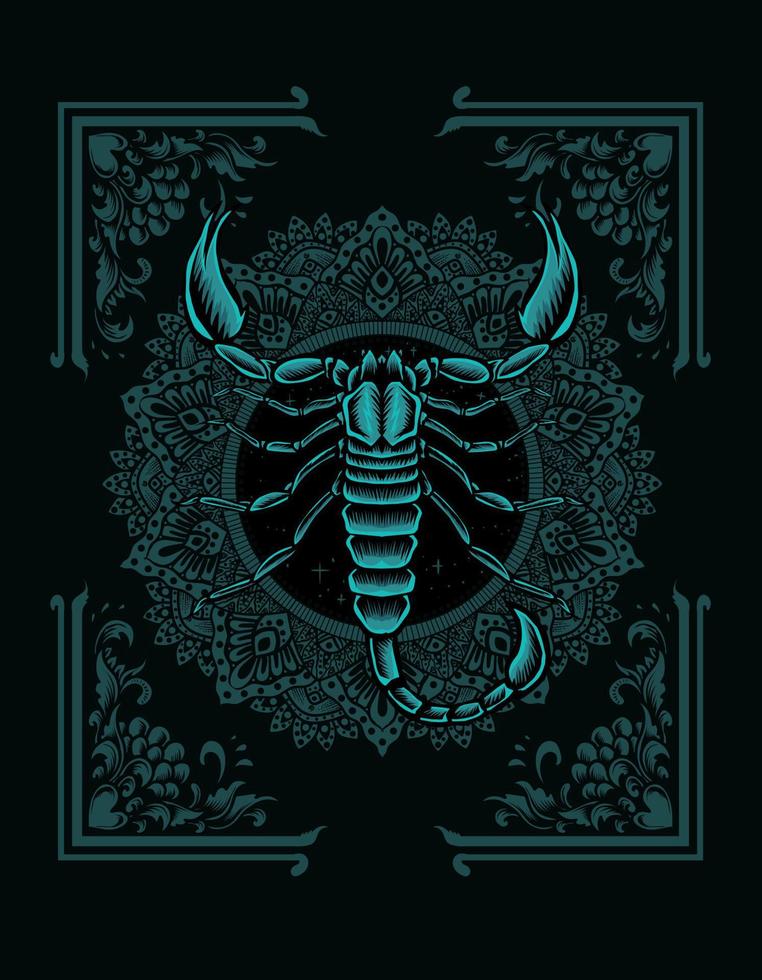illustration vector scorpion with mandala ornament