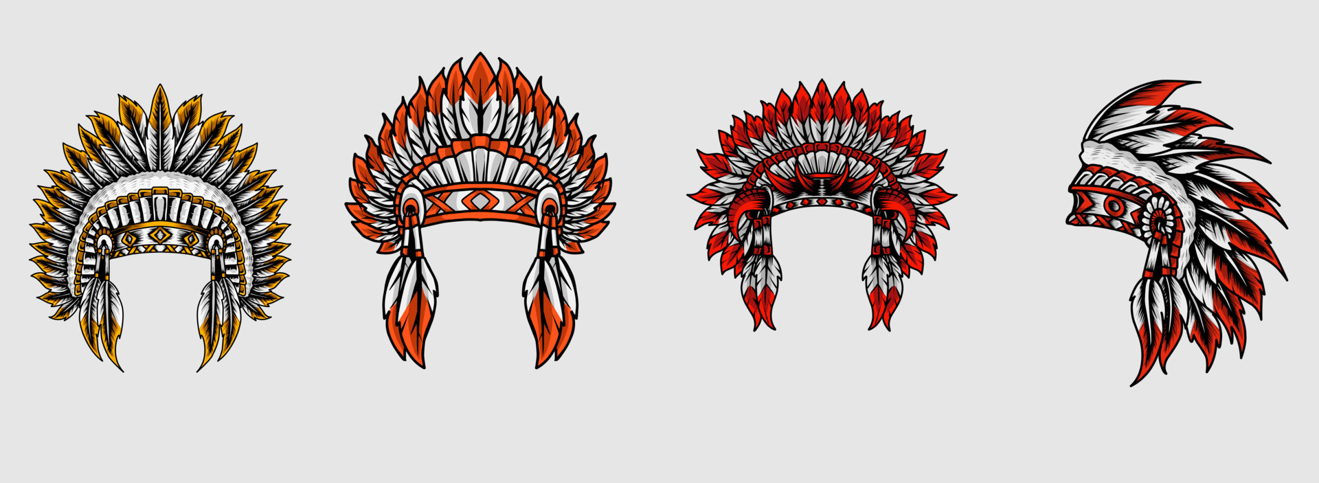 illustration vector set indian apache hat 4573636 Vector Art at Vecteezy