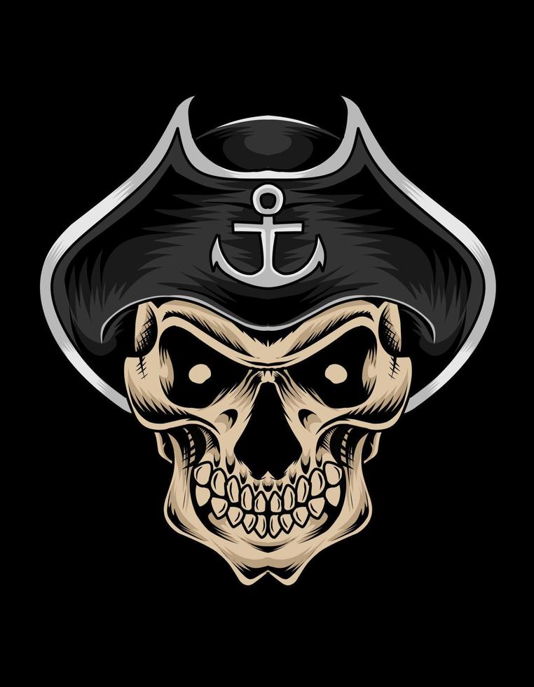 illustration vector captain pirate skull head