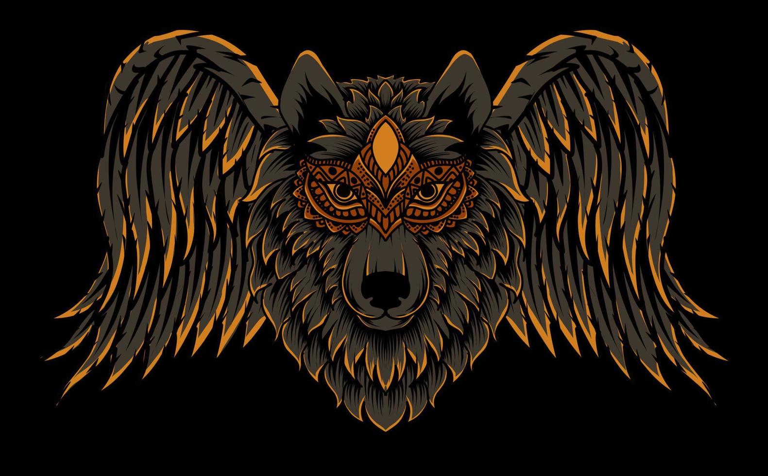 illustration vector wolf head with wings