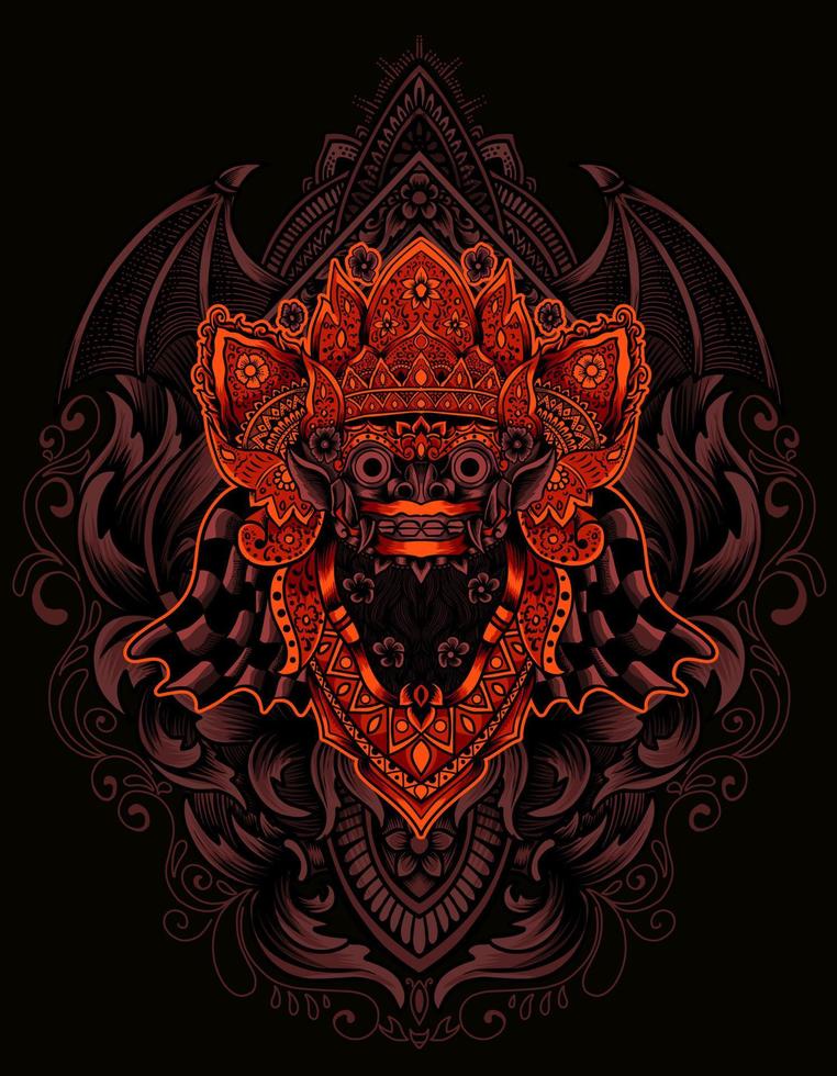 illustration vector barong with vintage engraving ornament