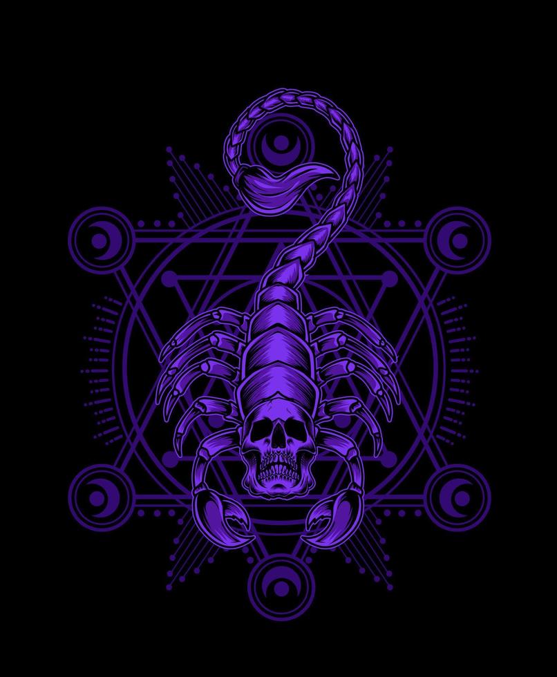 illustration vector scorpion skull with sacred geometry