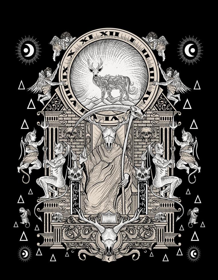 illustration vector the king of satan gothic vintage style