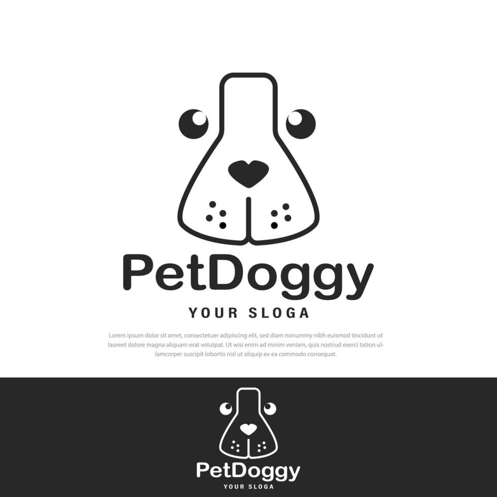 Dog head icon. Flat style. Cartoon dog face. Simple silhouette vector illustration Logo design template